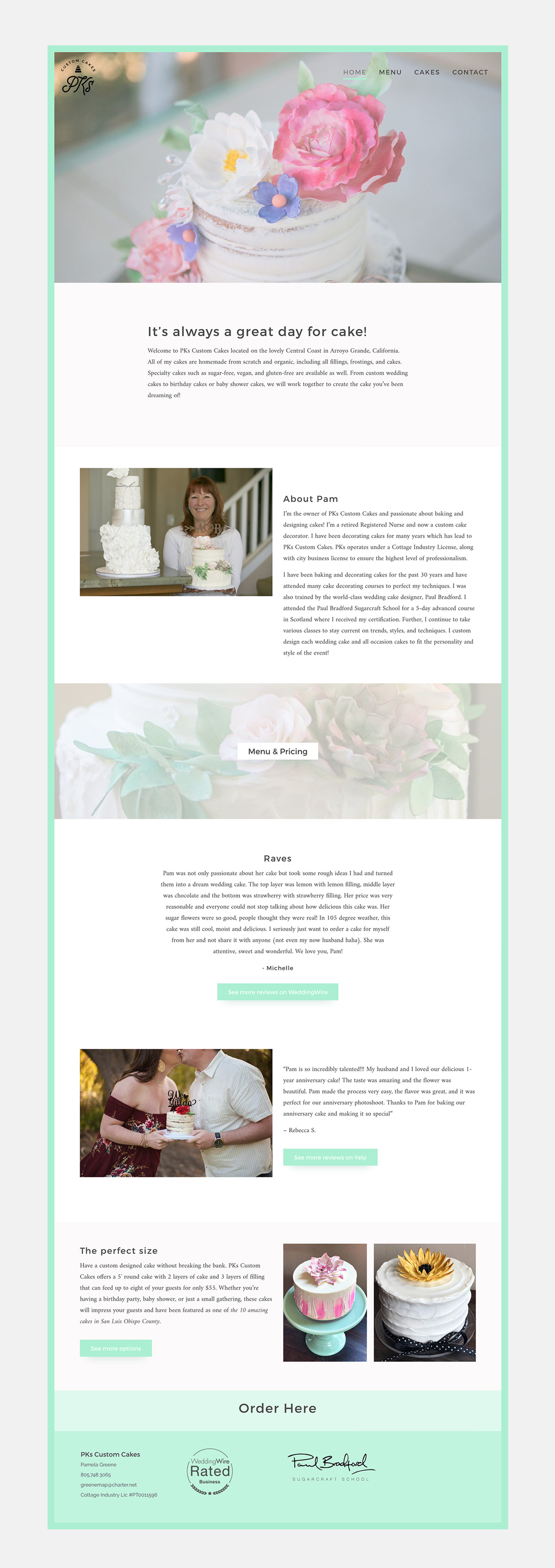 Pks Custom Cakes Website Mockup